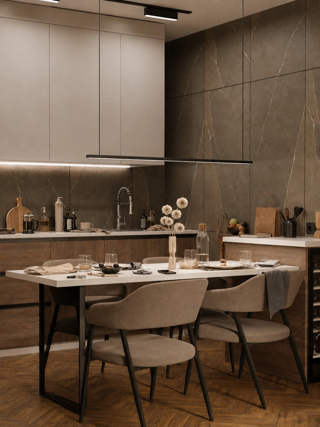 Кухня-гостиная, квартира 80 м²